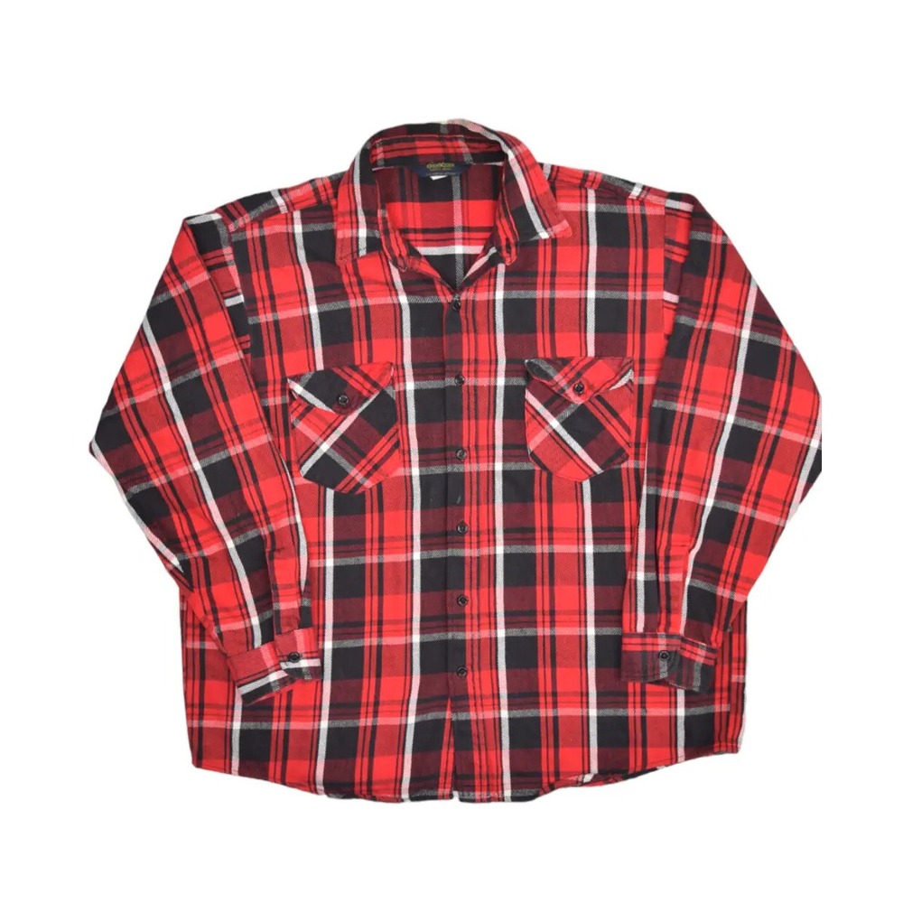 Vintage OshKosh Shirt Mens XL Red Plaid Flannel Long Sleeve Button Up B'Gosh